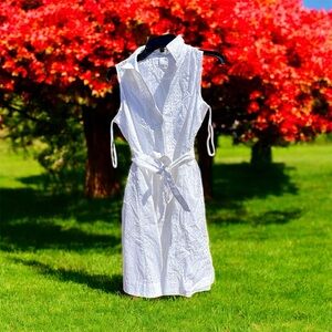 Retro Charter Club Petite Bright White Dress 100% Cotton Deadstock NWT NEW